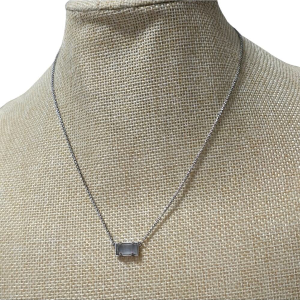Kendra Scott Silver and Slate Grey Cats Eye Necklace - Picture 2 of 5